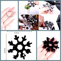 OMENİV'DEN SİYAH 9 TORNAVİDA UÇLU SET ANAHTARLIK SÜPER TASARIM KAR TANESİ