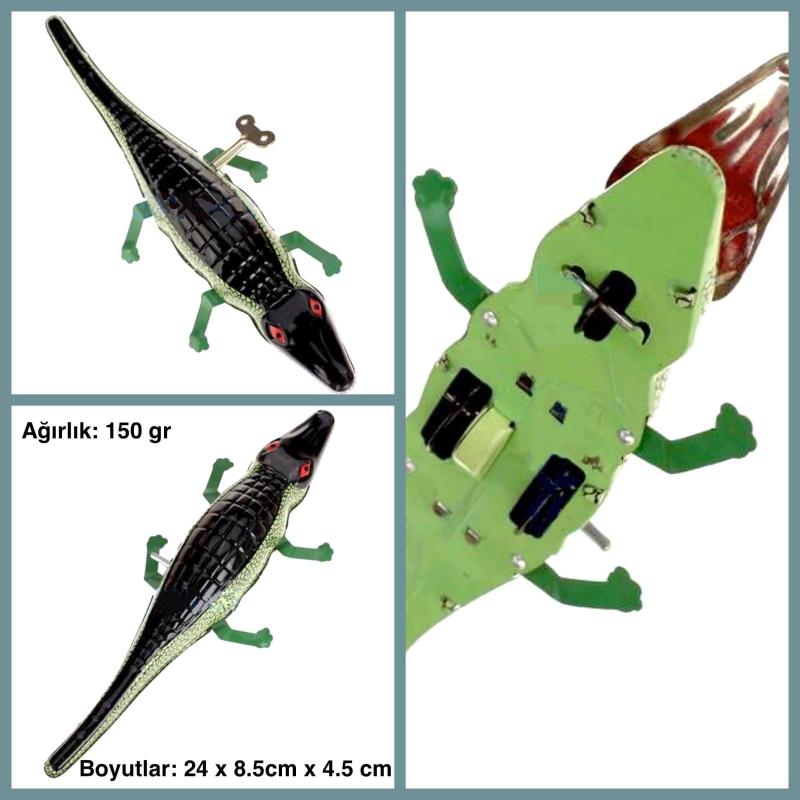OMENİV'DEN ANAHTAR KURMALI TENEKE TİMSAH KROKODİL OYUNCAK - Antika