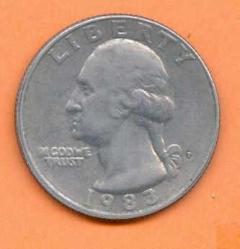 AMERİKA 1983 P 1/4 QUARTER (ÇEYREK) DOLLAR MADENİ PARA KMA164a ÇT/ÇÇT (USQ00005)