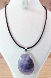 DoĞaL AMETİST TAŞI İrİ UçLu KOLYE....*