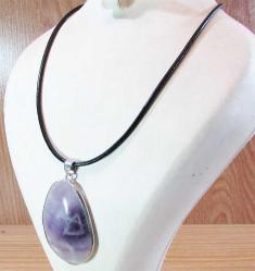 DoĞaL AMETİST TAŞI İrİ UçLu KOLYE....*