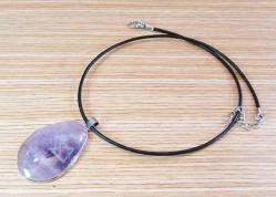 DoĞaL AMETİST TAŞI İrİ UçLu KOLYE....*