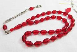 ALEV KıRMıZı ARPA KeSiM ATEŞİ SıKMa KEHRİBAR 33 LÜK TESBİH....7x12,5mm