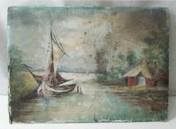 EsKi YAĞLIBOYA TABLO-BaLıKÇı BaRıNaĞı....