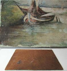 EsKi YAĞLIBOYA TABLO-BaLıKÇı BaRıNaĞı....