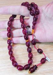 DIŞI KoYu İÇİ KıRMıZı ATEŞİ SıKMa KEHRİBAR 33 LüK TESBİH......9x11,5mm