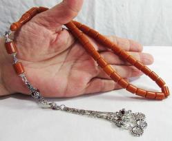 DiK DaMaR ve HaReLi ÇUBUKTAN KeSMe 33 LüK SIKMA KEHRİBAR TESBİH......8,5x10,5mm
