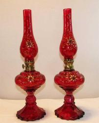 Antika - SüSLeMeLi İRAN CaMı ÇİFT GAZ LAMBASI........KıRMıZı - kitantik - kitaLog