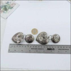 Vintage Gümüş Ton Büyük Kalpli Klipsli Küpeler 0088