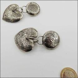 Vintage Gümüş Ton Büyük Kalpli Klipsli Küpeler 0088