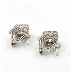 Vintage 925 Gümüş Orjinal JUDITH RIPKA Zirkon Taşlı Küpeler 0088