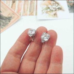 Vintage 925 Gümüş Orjinal JUDITH RIPKA Zirkon Taşlı Küpeler 0088