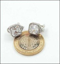 Vintage 925 Gümüş Orjinal JUDITH RIPKA Zirkon Taşlı Küpeler 0088