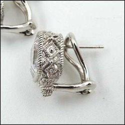 Vintage 925 Gümüş Orjinal JUDITH RIPKA Zirkon Taşlı Küpeler 0088