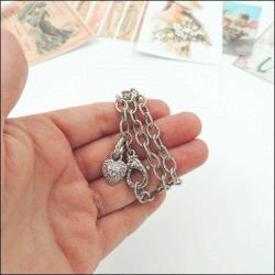 Vintage 925 Gümüş Orjinal JUDITH RIPKA Zirkon Taşlı Puffy Kalpli Zincir Kolye 0088