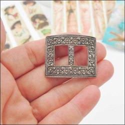 Antika Victorian Gerçek Gümüş Repousse Kabartma Çiçekli Kemer Tokası 0088