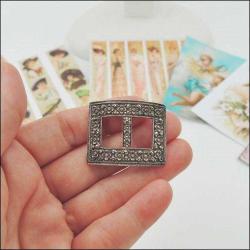 Antika Victorian Gerçek Gümüş Repousse Kabartma Çiçekli Kemer Tokası 0088