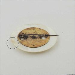 Antika Victorian Sedef Üzeri Cut Steel Çelik Detaylı Oval Broş 0088