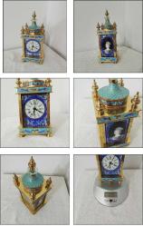 Retro Cloisonne Mineli Cameo Portreli Masa Saati Mantle Clock Kurmalı Çin