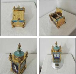 Retro Cloisonne Mineli Cameo Portreli Masa Saati Mantle Clock Kurmalı Çin