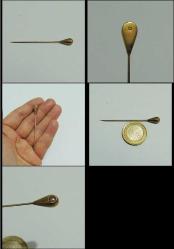 Retro 14K 14 Ayar Altın ve İnci Yaka İğnesi 0032