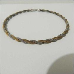 Vintage 925 Gümüş İki Renk Mesh Choker Kolye Özel Yapım 0056