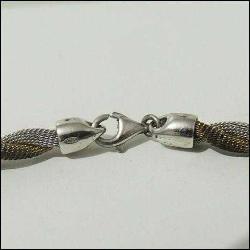 Vintage 925 Gümüş İki Renk Mesh Choker Kolye Özel Yapım 0056