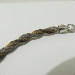 Vintage 925 Gümüş İki Renk Mesh Choker Kolye Özel Yapım 0056