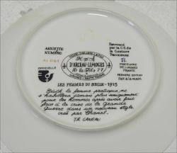 Eski LİMOGES FR.GANEAU İmzalı Edith La Femme Pratique 1915 Temalı Collectable Porselen Tabak 1977