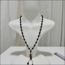 Retro Siyah Onyx ve Akik Taşlı Kolye Şans Tılsımı Talisman 0070