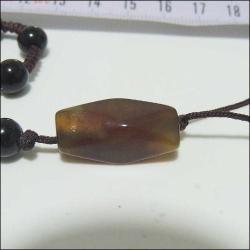 Retro Siyah Onyx ve Akik Taşlı Kolye Şans Tılsımı Talisman 0070