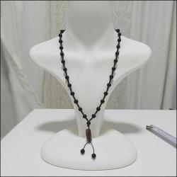 Retro Siyah Onyx ve Akik Taşlı Kolye Şans Tılsımı Talisman 0070