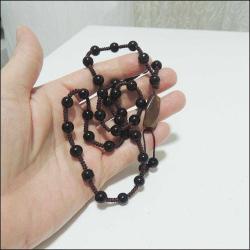 Retro Siyah Onyx ve Akik Taşlı Kolye Şans Tılsımı Talisman 0070