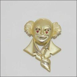 Antika - Vintage AJC Altın Ton Palyaço Broş İğne 0070 - kitantik - kitaLog