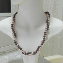 Vintage 14 Ayar ve 18 Ayar Altın Klipsli Peacock İnci ve Pembe İnci Kolye Bileklik Takım El yapımı  0065