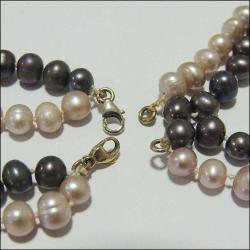 Vintage 14 Ayar ve 18 Ayar Altın Klipsli Peacock İnci ve Pembe İnci Kolye Bileklik Takım El yapımı  0065