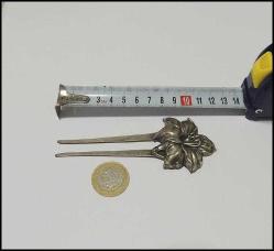 Antika Gümüş Kaplama Çiçek Formunda Uzun Saç Aksesuarı Toka 0065