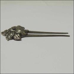 Antika Gümüş Kaplama Çiçek Formunda Uzun Saç Aksesuarı Toka 0065