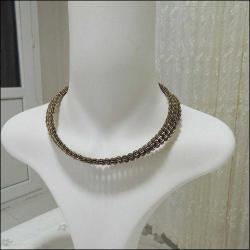 Retro Koyu Altın Rengi 3 Sıra Choker Kolye 0065