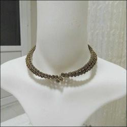 Retro Koyu Altın Rengi 3 Sıra Choker Kolye 0065