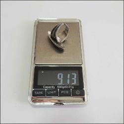 Retro 950 Ayar Saf Gümüş Akik Taşlı Yüzük 0065