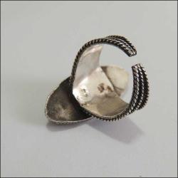 Retro 950 Ayar Saf Gümüş Akik Taşlı Yüzük 0065