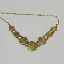 Antika El yapımı  Gümüş ve Altın kakma Shakudo Kolye Japonya 0064