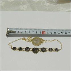 Antika El yapımı  Gümüş ve Altın kakma Shakudo Kolye Japonya 0064