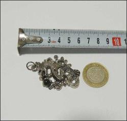 Vintage Gümüş Kaplama Jade Taşlı Dragon Kolye Ucu Uzakdoğu 0064