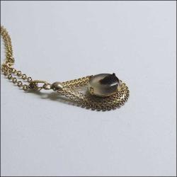 Antika 12K Altın Dolgu Akik Taşlı Kolye Amerika 0017