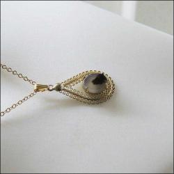 Antika 12K Altın Dolgu Akik Taşlı Kolye Amerika 0017