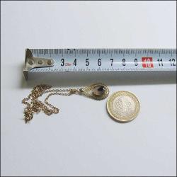 Antika 12K Altın Dolgu Akik Taşlı Kolye Amerika 0017