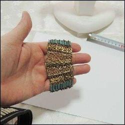 Antika - Antika 1900 lerin Başı Egyptian Revival Altın Kaplama Telkari Turkuaz İmitasyonu Taşlı Kolye - kitantik - kitaLog