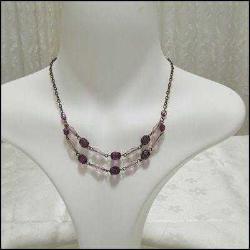 Vintage 1928 Marka Lila Taşlı Bakır Kolye   0063